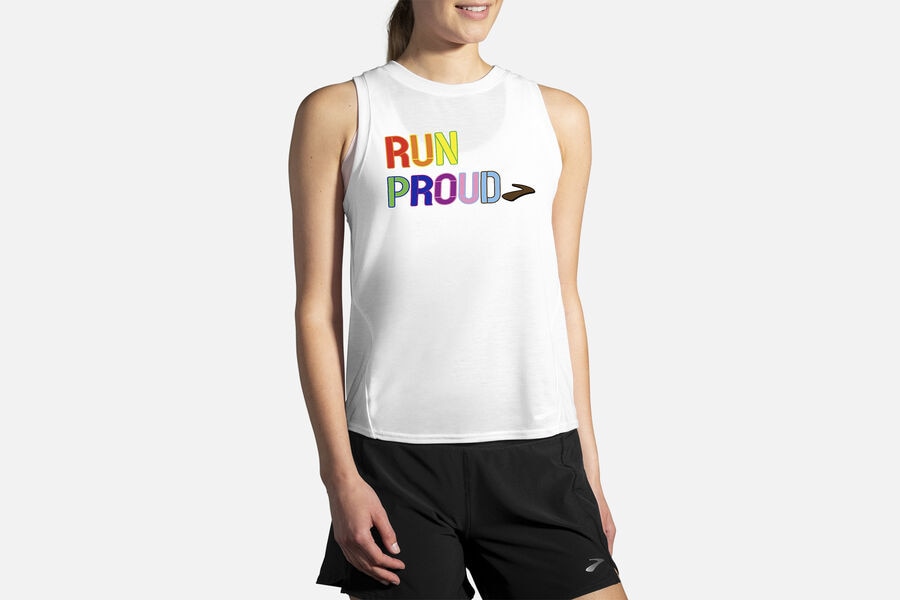 Brooks Women's Distance Graphic Tank Tops Run Proud ( GDFBZ4950 )